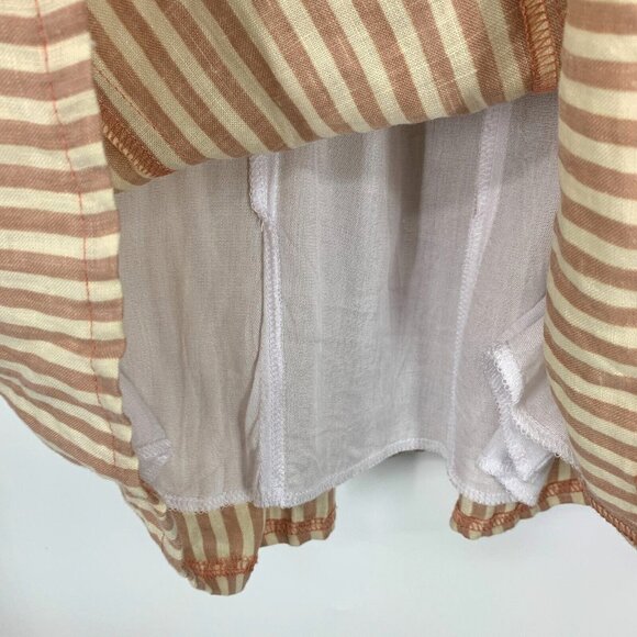 Faithfull The Brand Dress Small 100% Linen Stripe Lace Up Mini - Picture 11 of 16